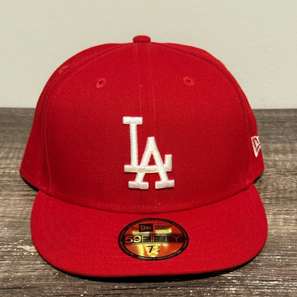 New Era 59Fifty Red LA Dodgers Fitted Cap with White Logo